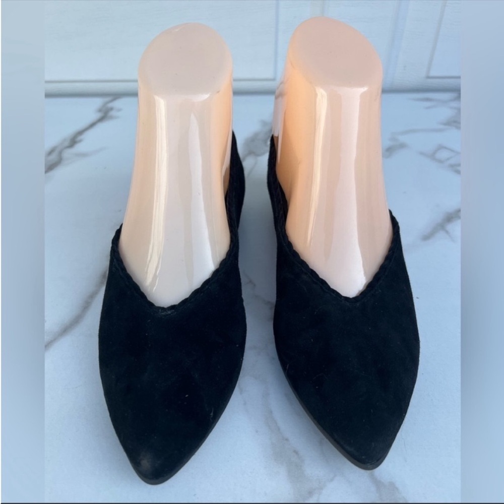 EILEEN FISHER nubuck JIL Pointed Toe Leather Flats black 6.5